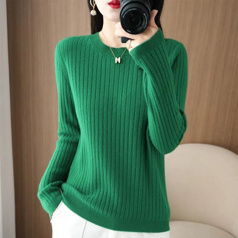 2025 Women Sweaters Autumn Winter Long Sleeve Pullovers O-neck Stripe Warm Pullover Korean Fashion Bottoming Shirts Loose Jumper