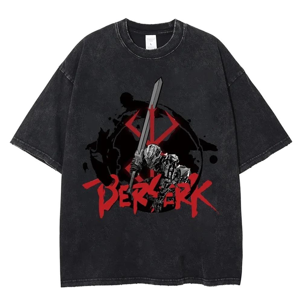Casual Harajuku Vintage Hip Hop Clothing  Anime Berserk Griffith T Shirts Washed Manga Graphic Oversized Y2k TShirts Unisex
