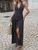 European & American Elegant Retro Polka Dot Halter Long Dress - Women's Spring/Summer 2026 Collection