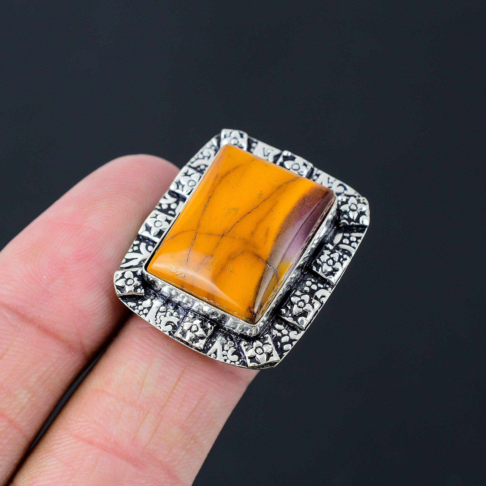 

Wedding Gift For Her 925 Silver Natural Mookaite Solitaire Ring Size 7.5 7.5