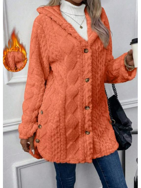 2026 Autumn/Winter Solid Color Hooded Cardigan: Casual Button Long Sleeve Jacket for Europe and America