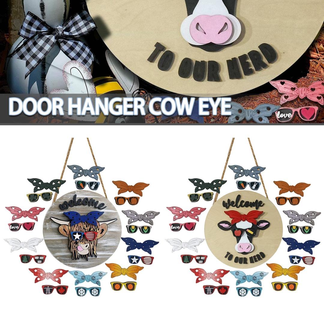 

PDTO Cow Head Door Hanger Front Door Interchangeable Welcome Sign Farmhouse Decor