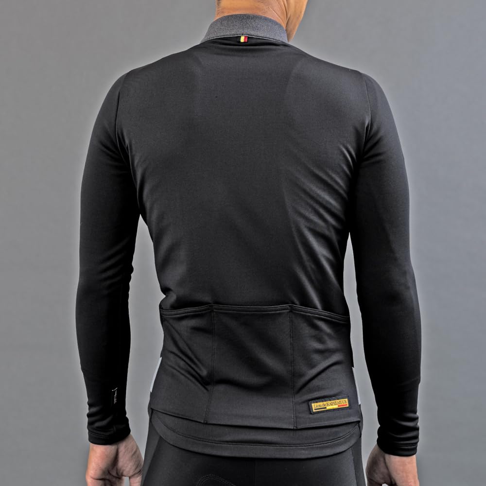 Lion de Capelmuur Long Sleeve Cycling CORDURA Thermal Gray x Size XS Jersey, Autumn/Winter, Jersey, Fleece-Lined, Black,