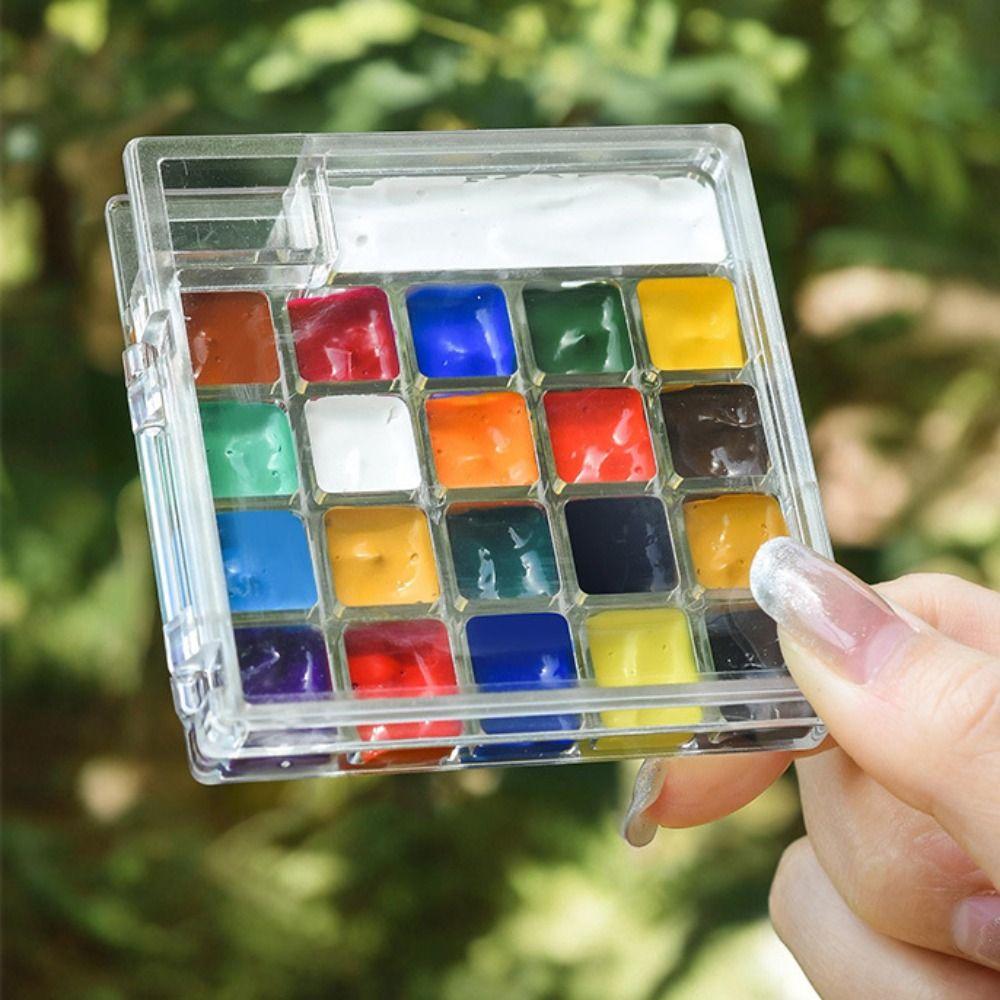10/21 Grid Watercolor Paint Palette Mini Travel Painting Tray DIY Empty Paint Box  Artist