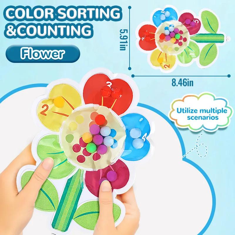 Montessori Color Sorting Maze Beads Squishy Toy Food Grade Silicone Fidget Decompression Game Kids Sensory Fine Motor Skills Toy