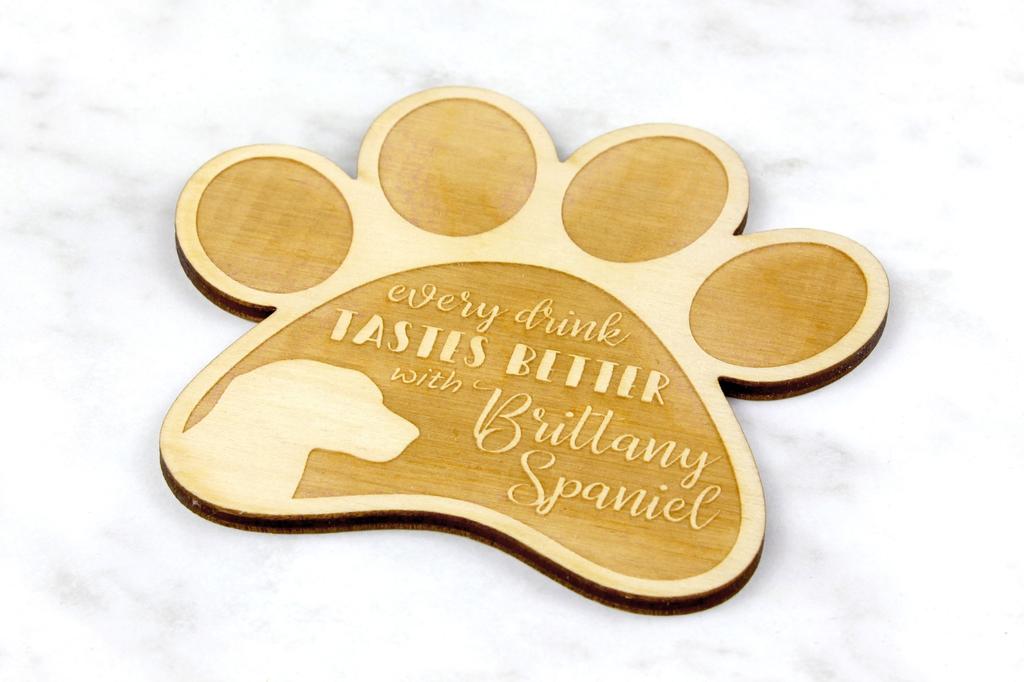 Brittany Spaniel, Brittany Wiegref - Mug coaster, engraved coaster with dog, gift for dog lover by Art-Dog brand