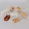 Modern Simple Wood Coffee Dining Table Chairs Multistyles Simulation End Table For OB11 Doll
