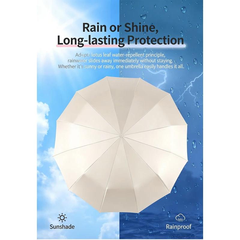 12 Ribs Windproof Automatic Umbrella Premium Business Large Size UV Sunshade Rainproof Dual Use For Wholesale