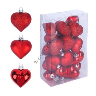 Q1FD Valentinstag Herz-Ornamente Herz-Kugeln Herzförmige Hängedekoration für Valentinsbaum Hochzeitstag