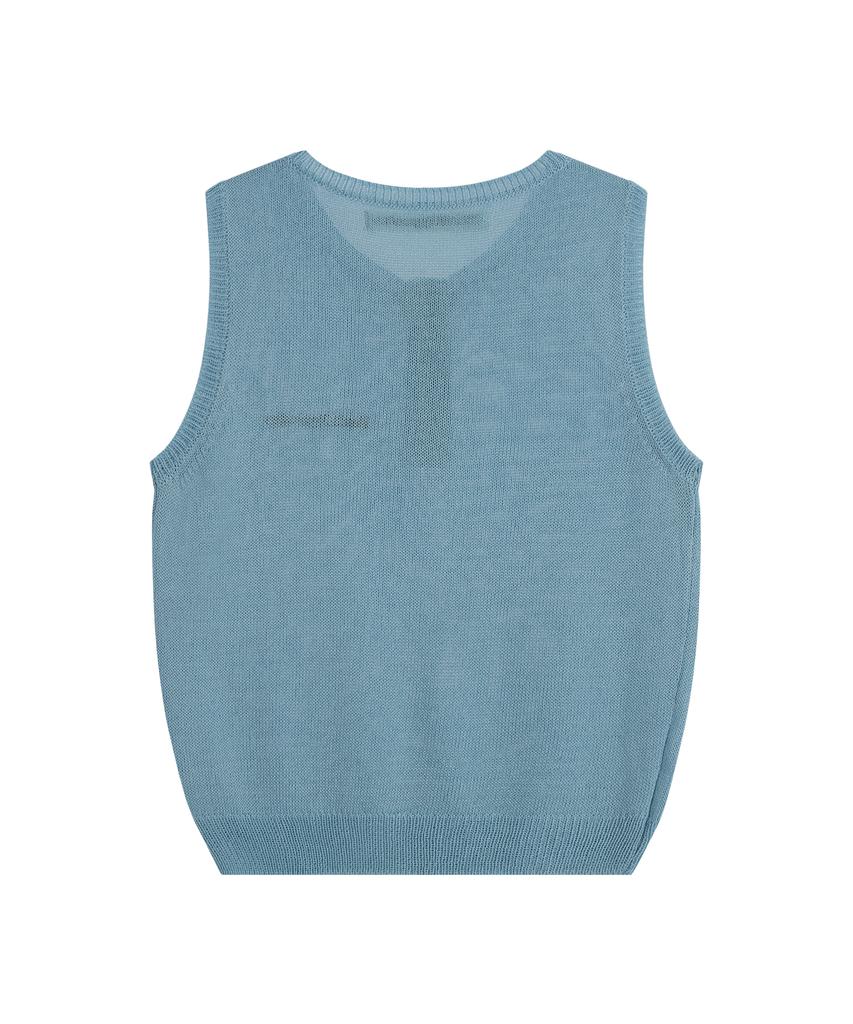 REST&RECREATION Half Button-Up Knit Vest - Sky Blue