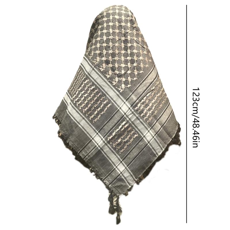 Versatile Headwrap Shemagh Scarf for Muslims Arab Keffiyeh Headscarf for Arabian Dubai Military Tactics Neck Wrap Shawl