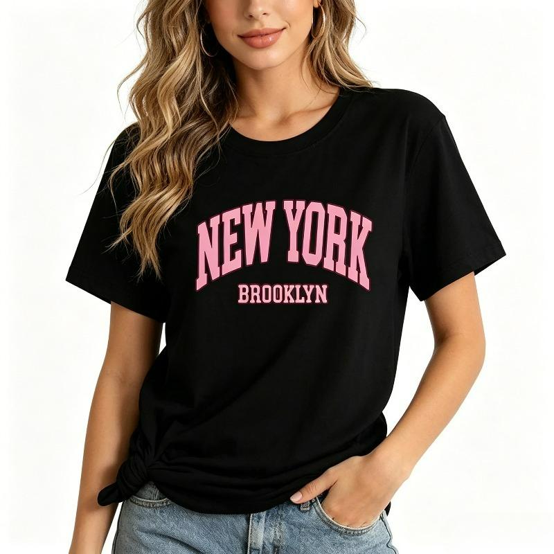 Unisexs New York Brooklyn Graphic Tshirt City Print Tee In Black And White