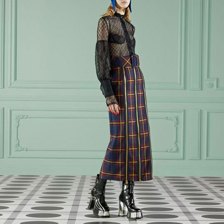 GUCCI FW22 Casual Long Skirt Women's Blue 711750-ZAKFU-1149