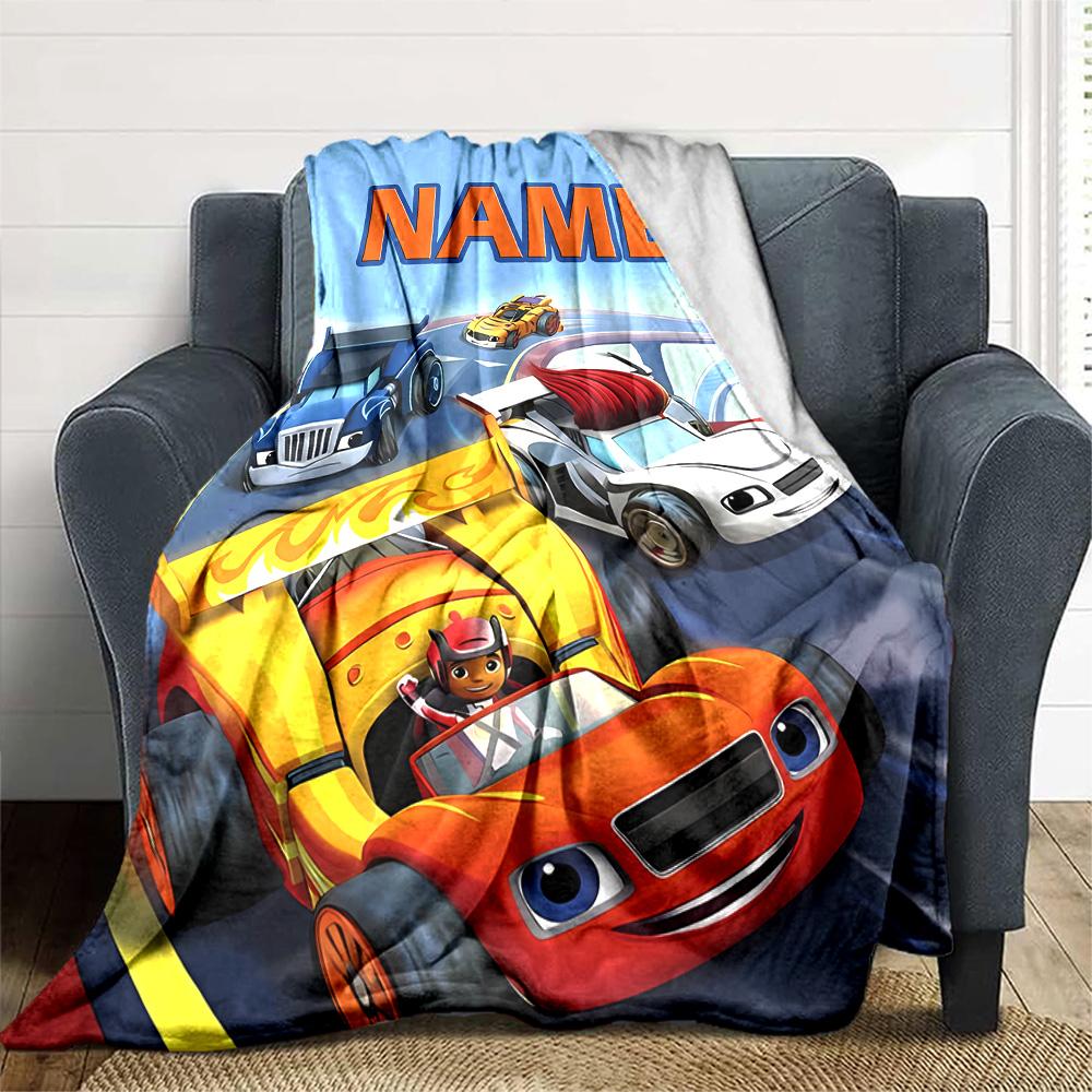 Coperta Morbida Personalizzabile Blaze e le Macchine Mostro2 – Nome Personalizzato, Coperta Accogliente per Tutte le Stagioni, Lavabile in Lavatrice, Coperta Personalizzata