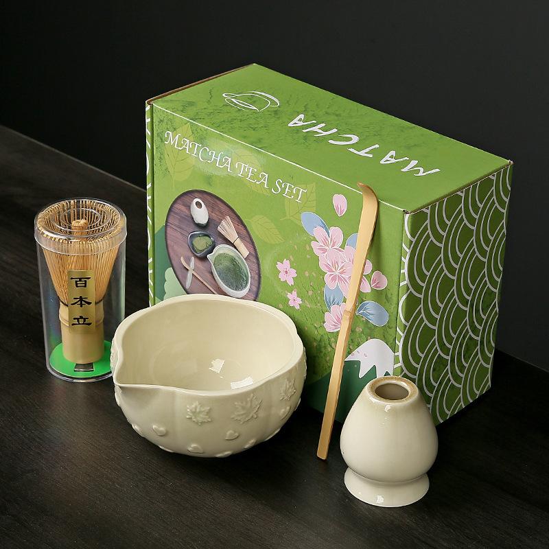 Japanese Matcha Bowl Ceramic Set for Whisking Matcha, Gift for Matcha Lovers, Tea Ceremony Accessories, Gift Boxed