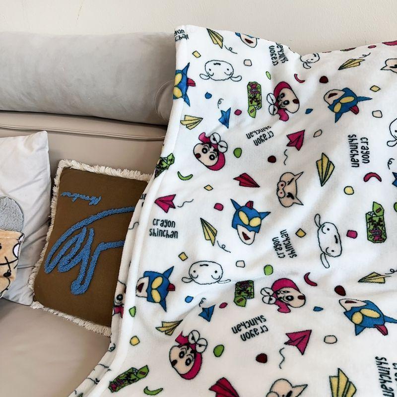 Cartoon Flannel Throw Blanket | Thick, Non-Shedding, All-Season Use for Dorms, Sofas, Cars