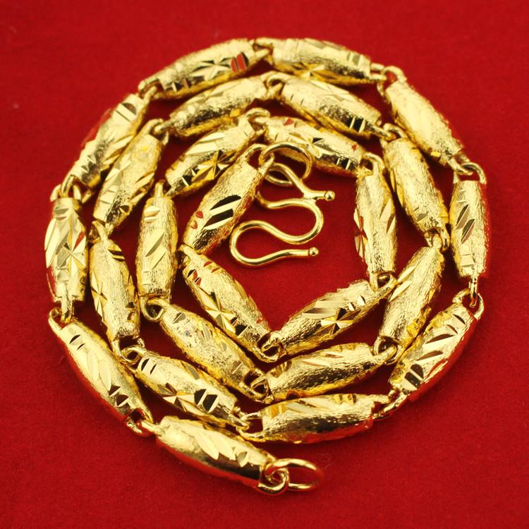 Durable Copper-Plated Gold Necklace, Sand Gold Design, Consistent Color, Masculine and Imposing, Fire-Tested for Quality.