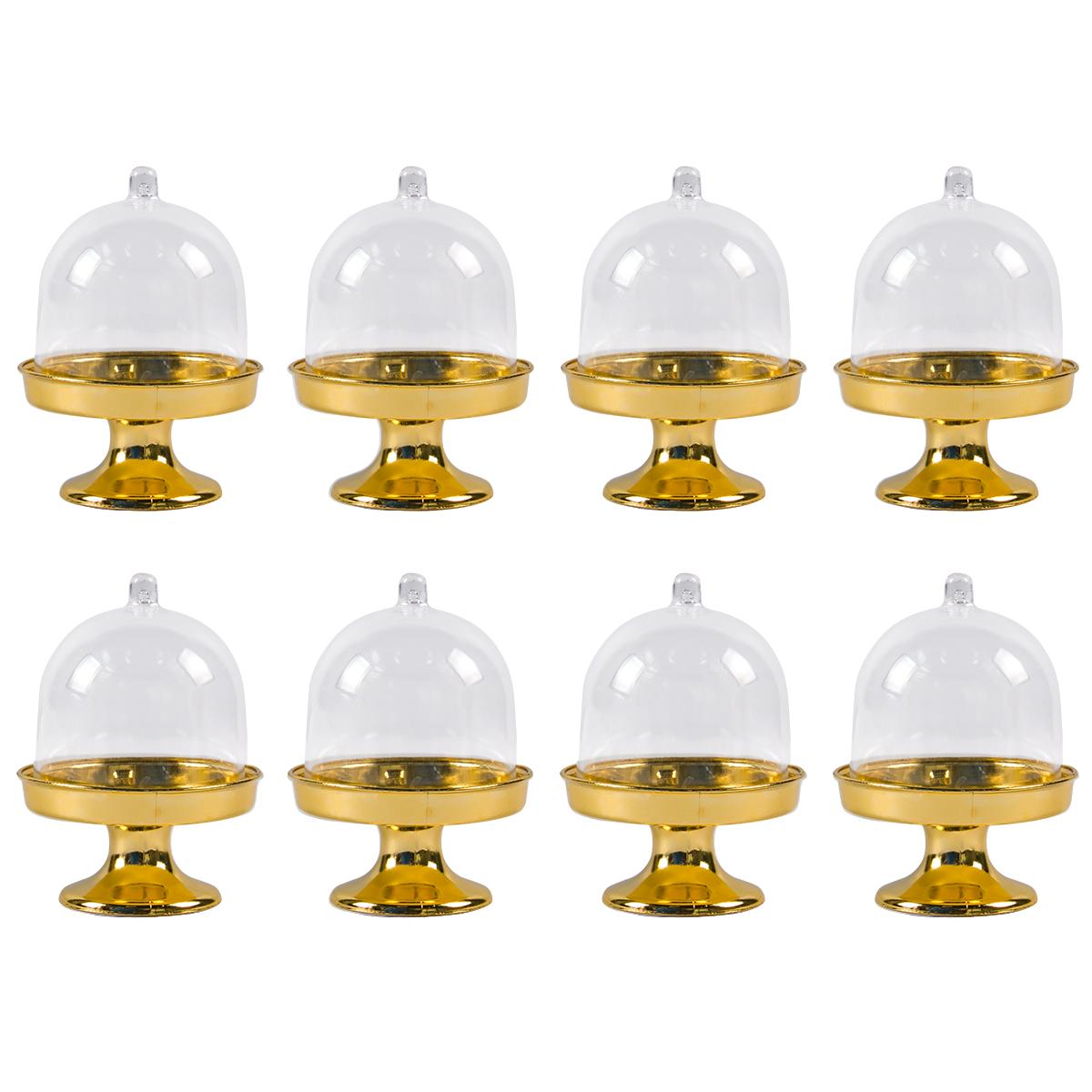 

10pcs Mini Dessert Cupcake Stand Tiny Cake Dome with Lid Clear Plastic Cake Display Stand for Wedding Birthday Party Decor 10pcs