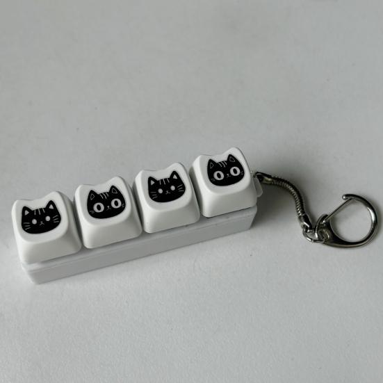 Black Cat Fidget Keyboard 4/9-Keys Anxiety Relief Finger Clicker Keychain Office School Travel Decompression Button Sensory Toy Hanging Decor