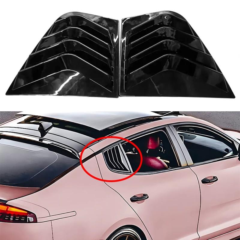 2x Заднее боковое стекло (форточка) с жалюзи, крышка, глянцевый черный, для KIA Stinger 17-23