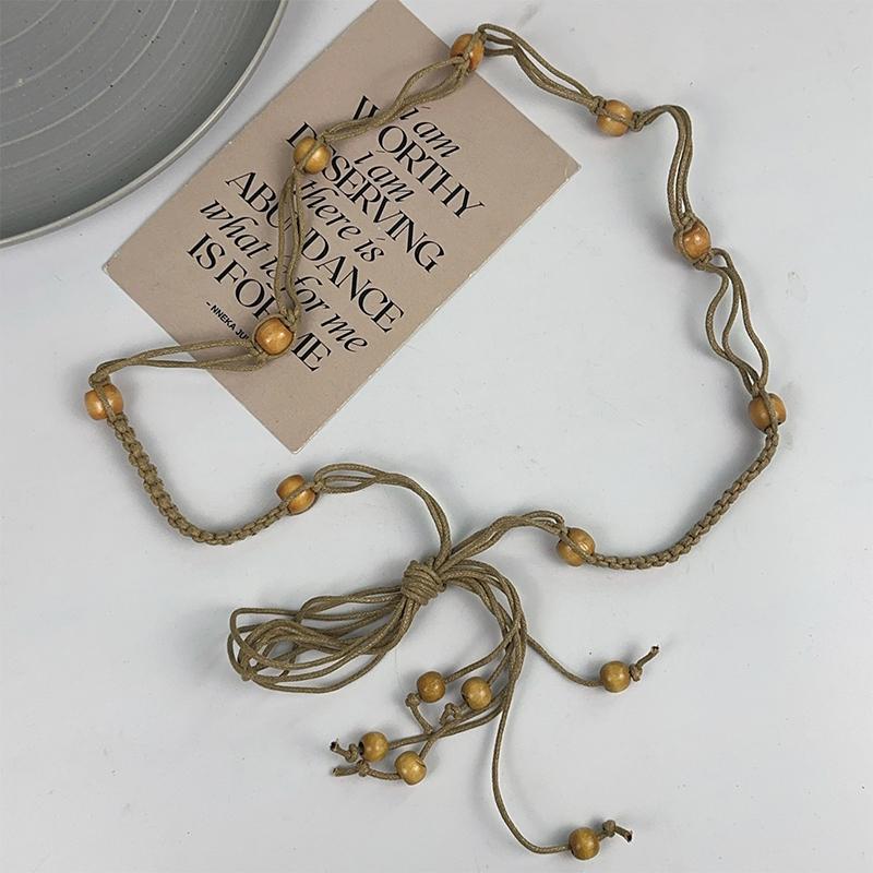 Ceinture tissée à la main de style ethnique vintage Robe pour femme Chaîne de taille décorative Ceinture bohème polyvalente Y2K