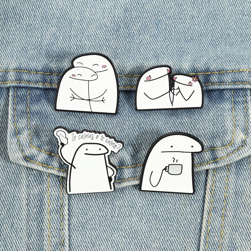 Flork Meme Enamel Pins Funny Sarcasm Cartoon Brooches Cute Humorous Spanish Quotes Lapel Badges Jewelry Gift for Friends