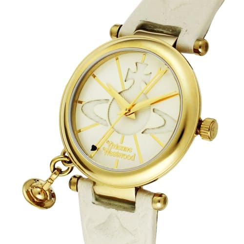 Vivienne Westwood Orb II Watch, White Dial, Calfskin Leather, VV006WHWH, Women's