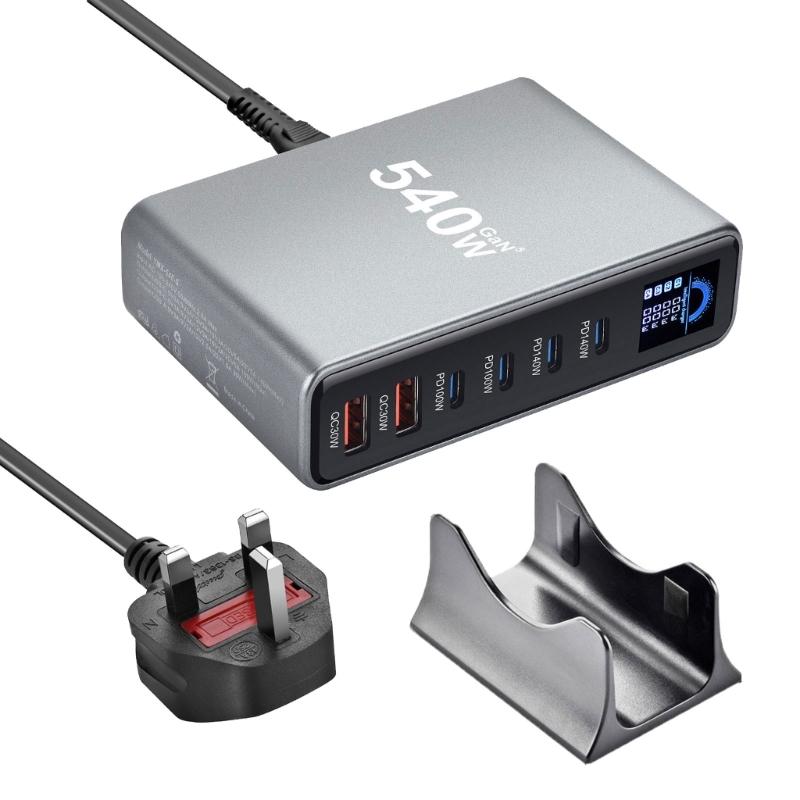 540W/670W Desktop Charging Staion Fast Charging 6/8 Port Mobile Station with LCD Screen for Tablet Smartphone