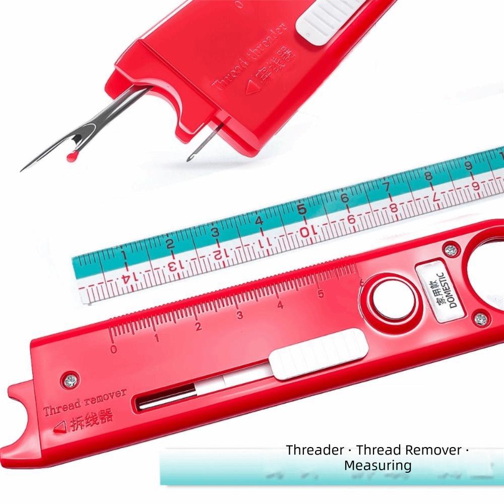 4 in 1 Needle Threader Built-In Magnifier Built-In Ruler Automatic Threader Multi-Functional Ergonomic Design