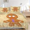 3Pcs Gingerbread Man Printed Bedding Set, Breathable And Soft, Machine Washable, Christmas Gift, Suitable for Bedroom Decoration, 15195