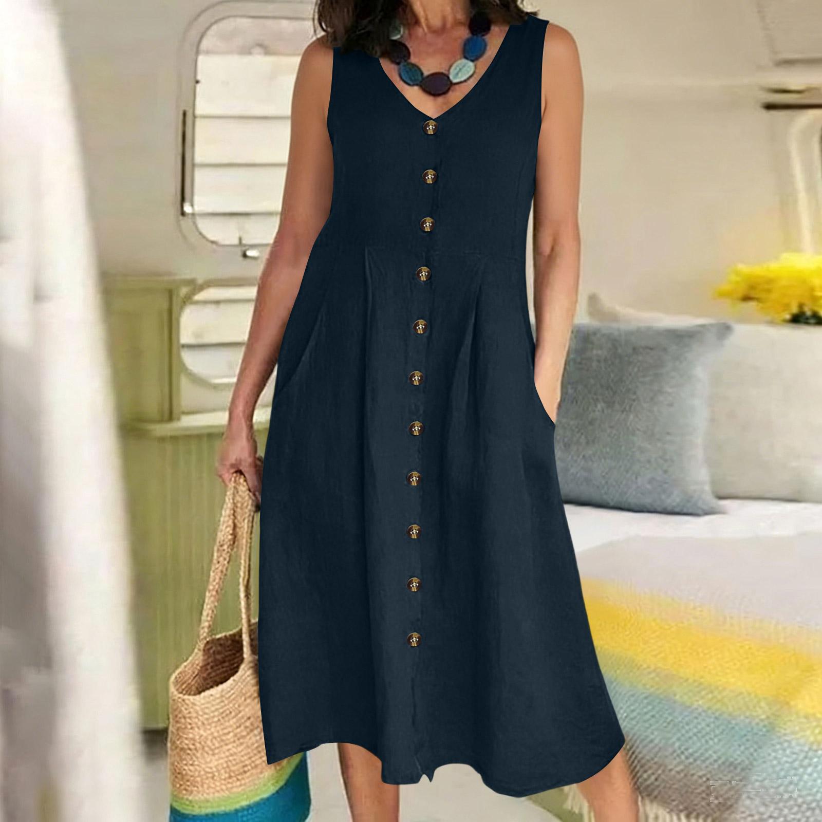 

Women s Color Sleeveless Slim Fit Fashionable Long Dress XL Темно-синій