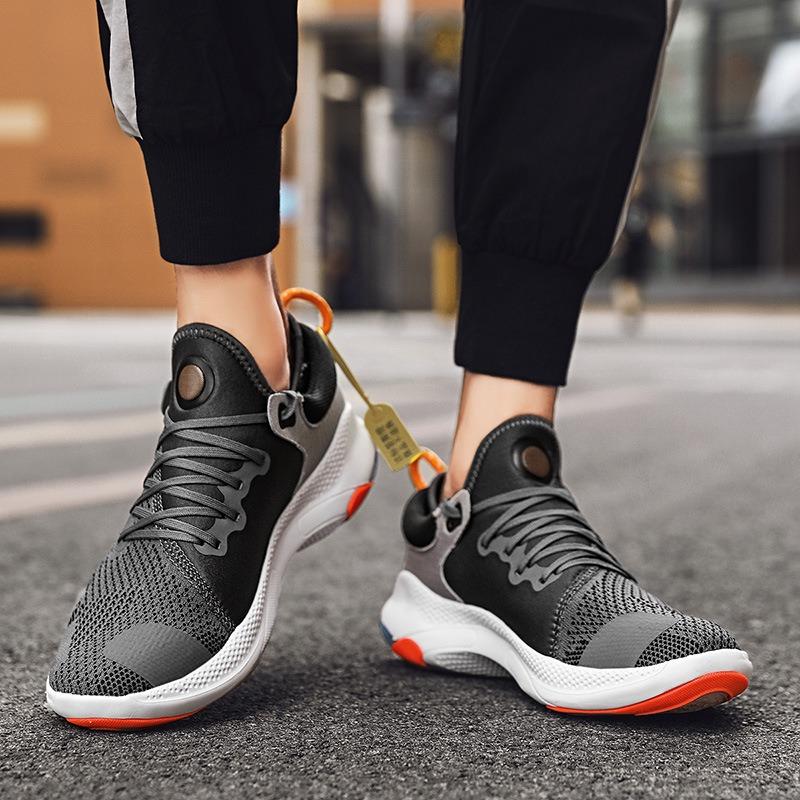 Men's Breathable Knit Air Cushion Sneakers Lightweight Non-slip Shock Absorbing Casual Sports Shoes