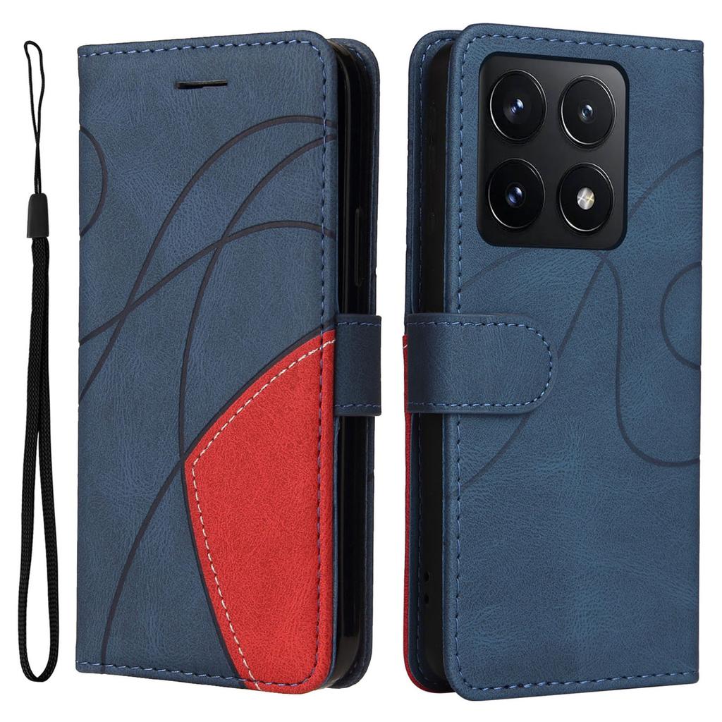 For Xiaomi 14T Leather Case Wallet Stand Color Splicing Phone Cover