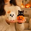 Hautfreundliche Plüsch Halloween Geist/Kürbis Schwarze Katze Figur, Weiche Stoffpuppe Tieranhänger mit Kette, Kreative Foto Requisiten