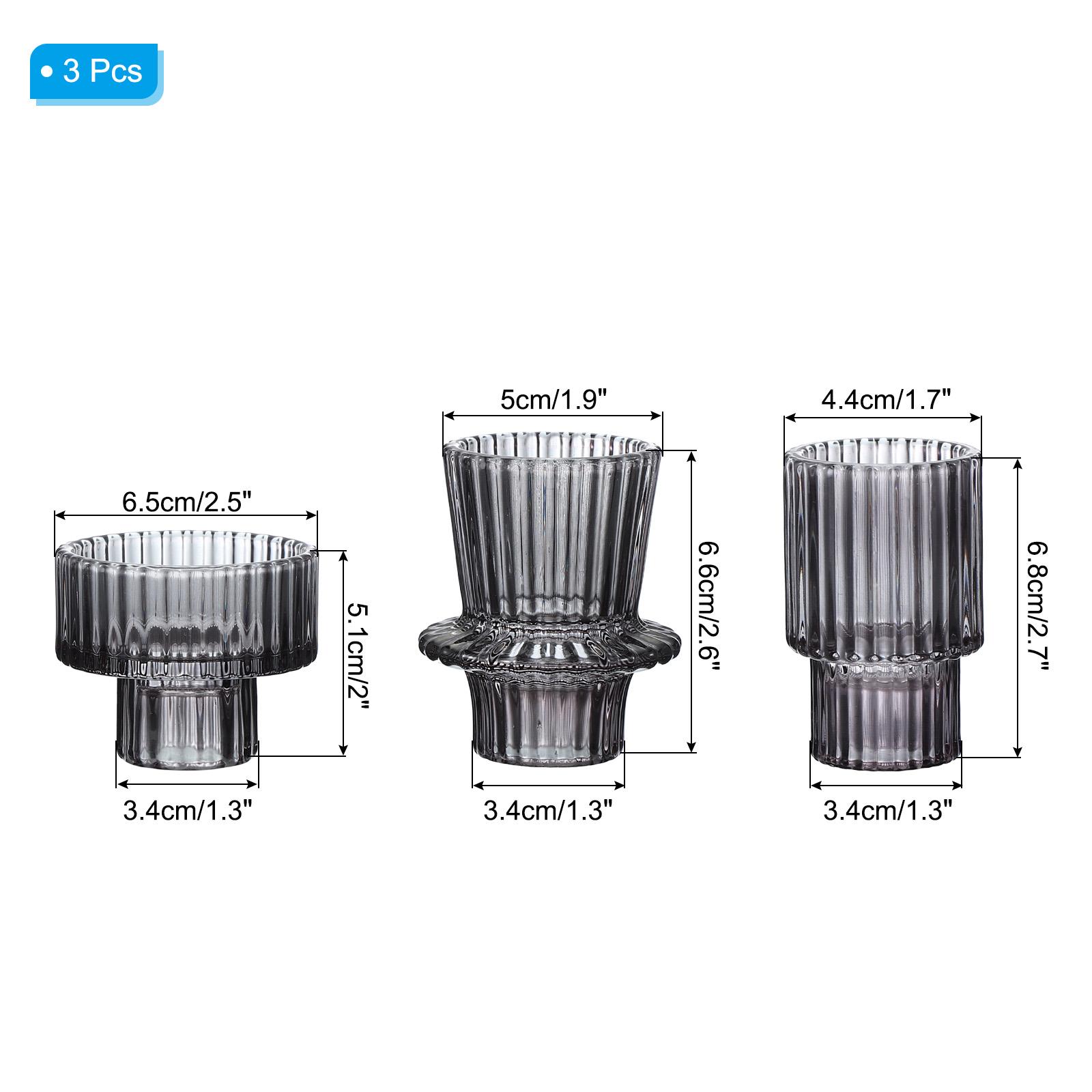 

3pcs Glass Candlestick Holders Tealight Taper Candle Holders Table Candle Stand for Table Centerpiece Wedding Party Dinner Decor 3 size сірий колір