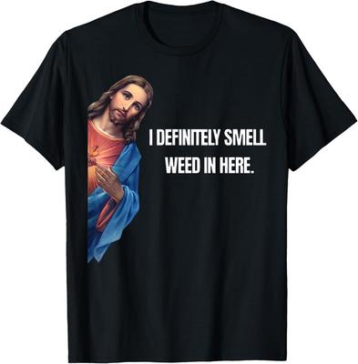 Lustiger Jesus Ich Rieche Hier Definitiv Gras Religiöses Stoner T-Shirt Unisex T-Shirt