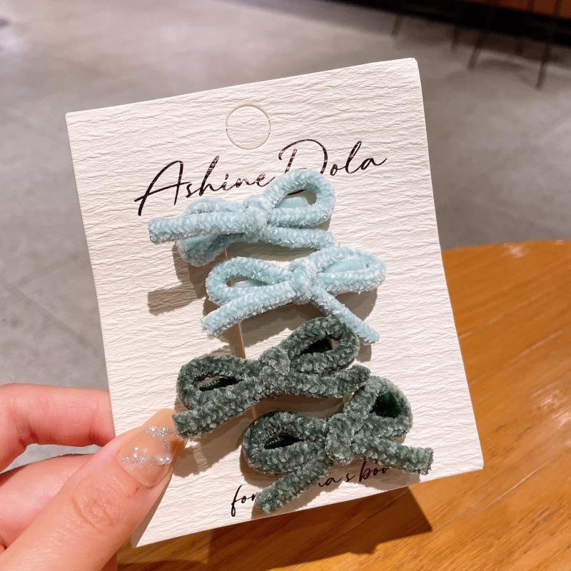 Trendy Autumn Winter Faux Lambswool Bow Hair Clip for Girls