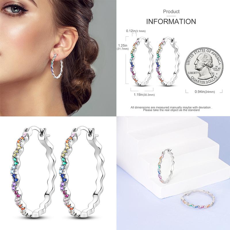2024 Earrings For Women 925 Sterling Silver Colorful Double Hoop Earrings Fashion Birthday Party Wedding Engagement Jewelry