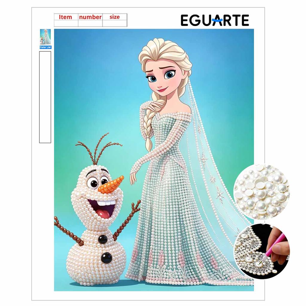 Disney Pearl Painting Princess Elsa and Olaf DIY Pearl Art Pearl Painting Kit Pearl Art Painting Wall for Home Office Decoration Handmade Gifts
