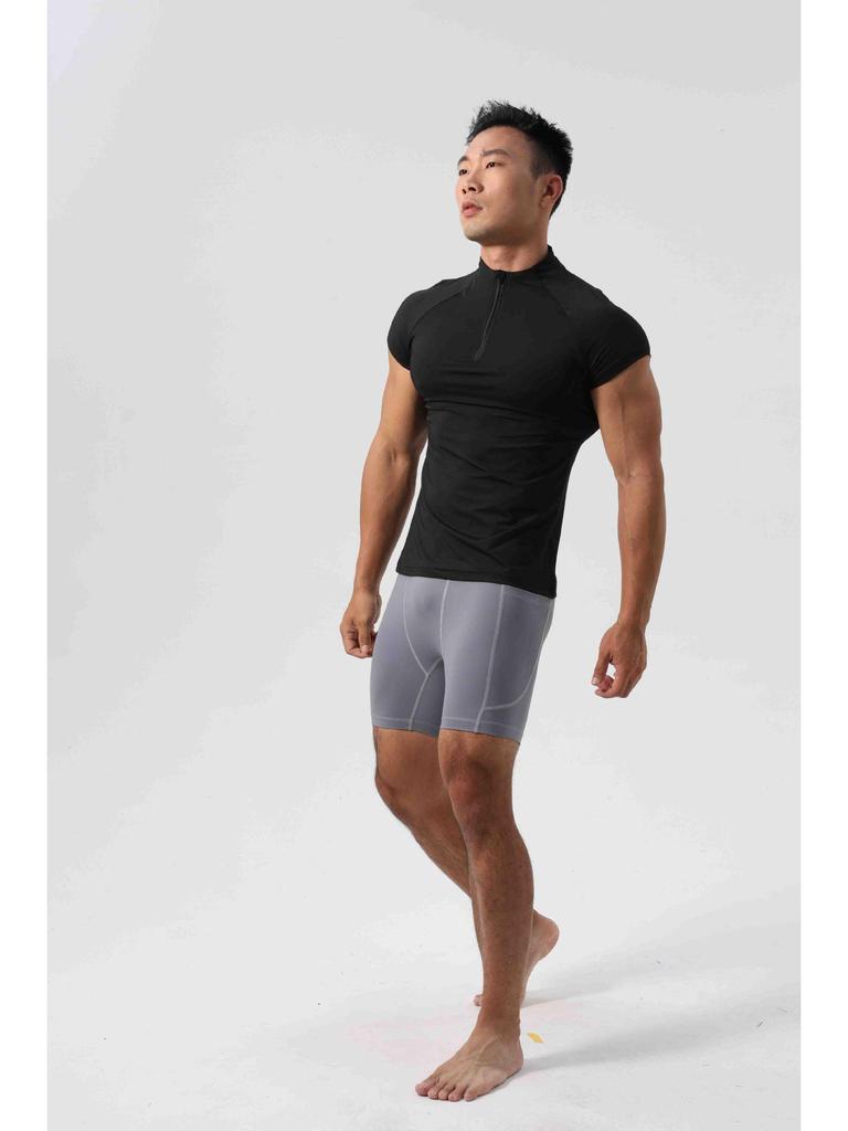 Men's Super Elastic Three-Quarter Ice Silk Tights with Pockets