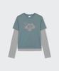 MUSINSA STANDARD WOMAN [Ohesio Collaboration] Layered Long Sleeve T-Shirt [Mint Gray]