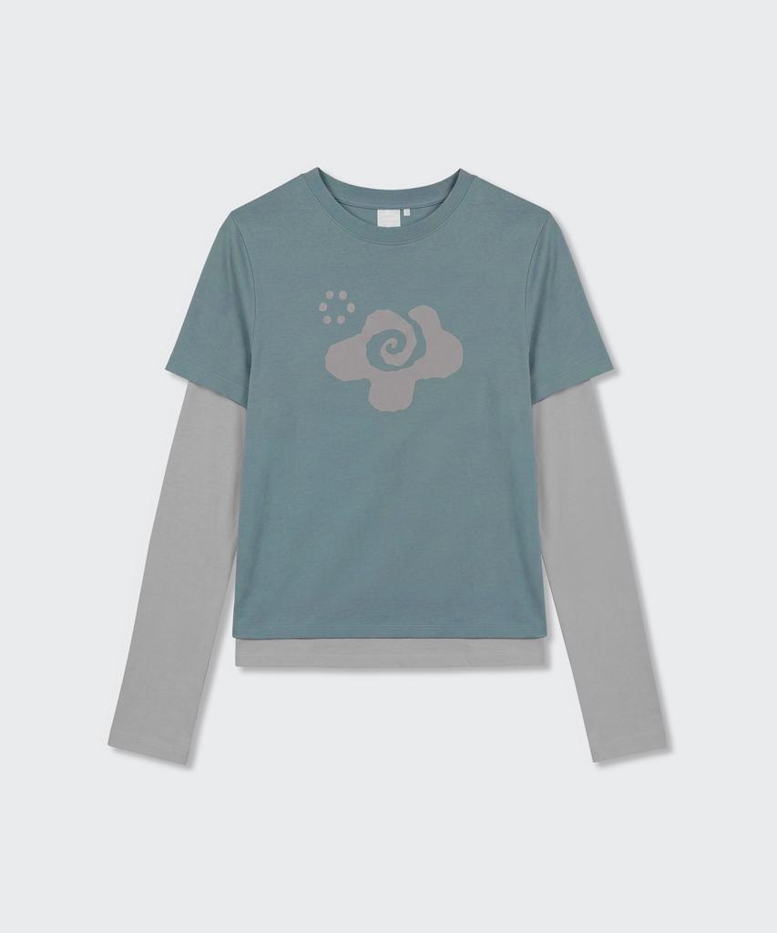 MUSINSA STANDARD WOMAN [Ohesio Collaboration] Layered Long Sleeve T-Shirt [Mint Gray]