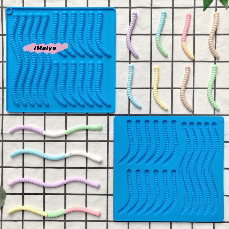 1Pc Silicone Mold for Worm Soft Candy DIY Chocolate Pudding Biscuit Ice Grid Tray Kitchen Baking Tools