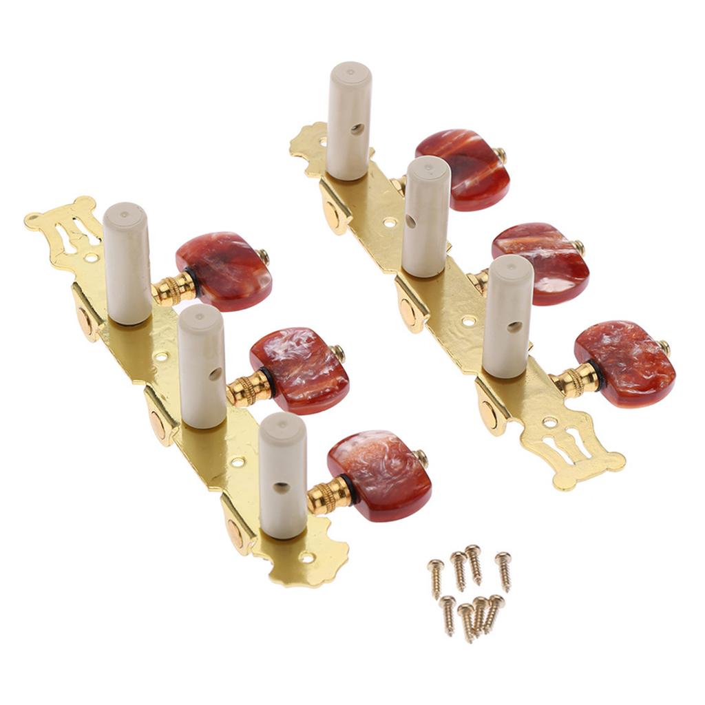Alice AO 020HV2P 2pcs(Left + Right) Classical Guitar Tuning Key Gold Black Plated Peg Tuner Machine Head(long) String