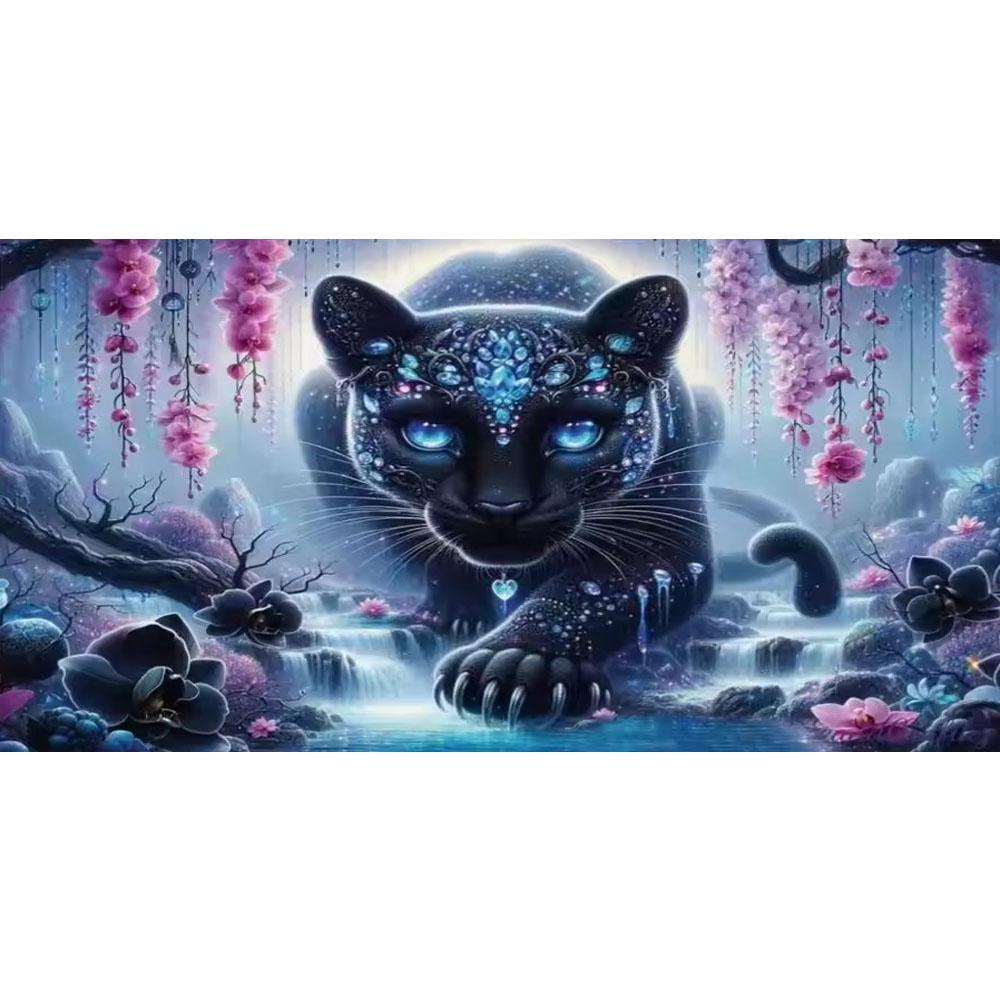 Large Size Mosaic DIY Full Diamond Painting Kits Art The Fantastic Black Panther and Flowers Embroidery Cross Stitch Rhinestones