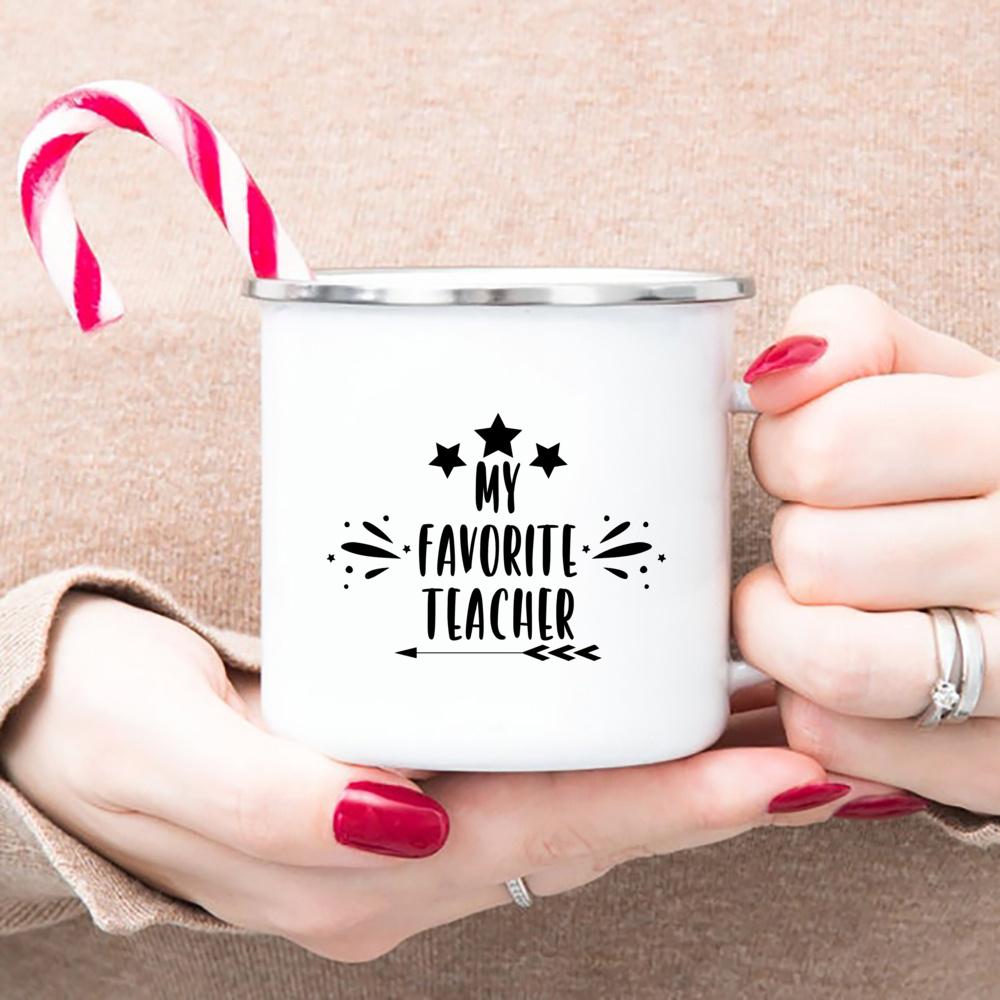 Du bist mein Lieblingslehrer Emailletasse Bestes Originelles und Lustiges Geschenk für Lehrer Weiße Tasse mit Henkel Kaffee Tee Emailletasse Wasser trinken