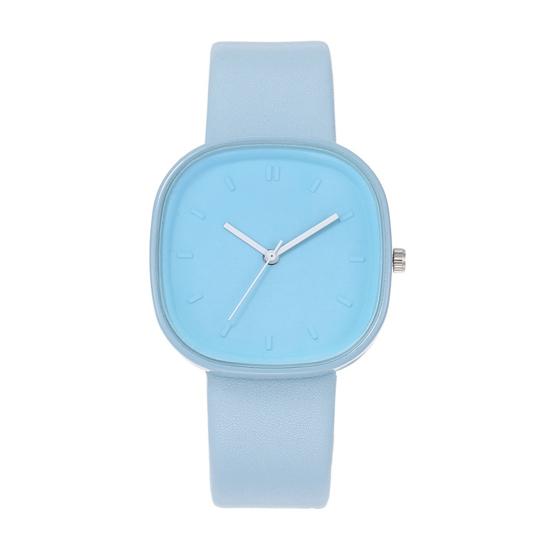 

Square Student Watch Minimalist Analog Quartz Watch Faux Leather Band Simple Wristwatch for Teens Boys Girls небесно-голубой