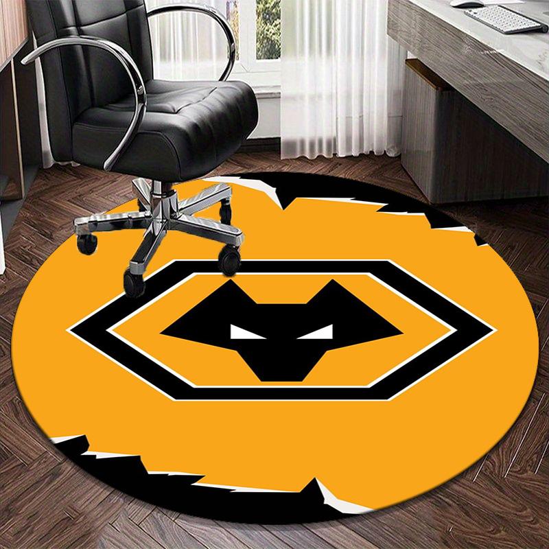 1PC round rug Wolves Football Club Emblem Printed Round Area Rug ,Rug For Home Office, Round Chair Rug, Decorative Carpet Fan gifts Christmas gift