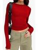 European and American Women's Casual Slim Fit Long Sleeve Pullover T-shirt Streetwear Set