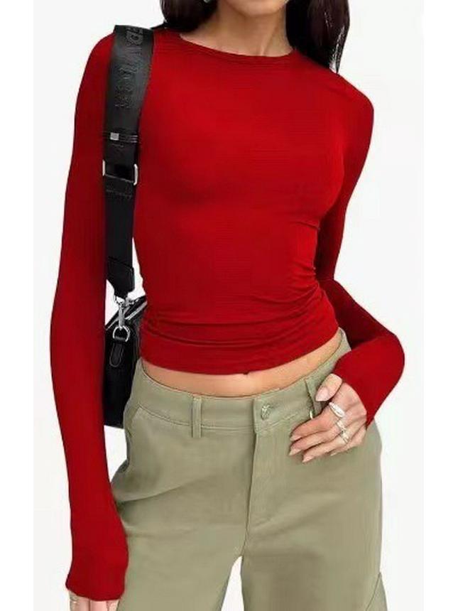 European and American Women's Casual Slim Fit Long Sleeve Pullover T-shirt Streetwear Set